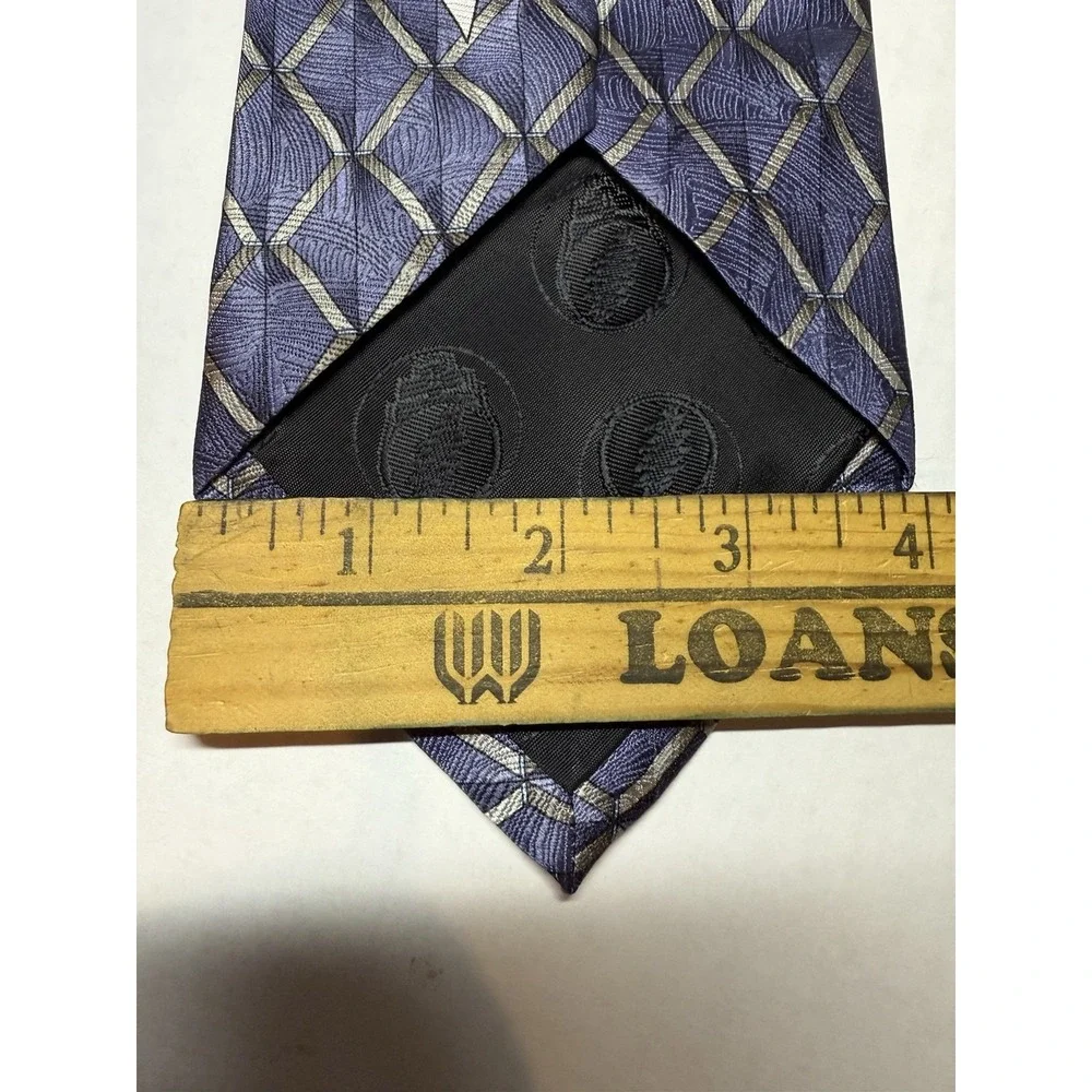 Grateful Dead Tie Statuesque 17th‎ Set VTG 1996 Blue Geometric Jacquard Stealie